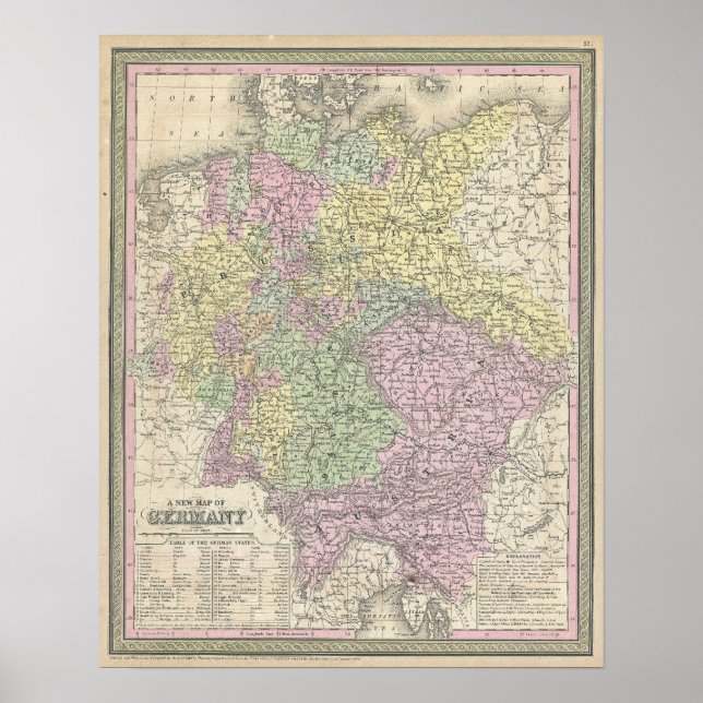 Affiche Vintage Map of Germany (Devant)