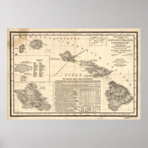 Affiche Vintage Map of Hawaii (1893)