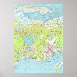 Affiche Vintage Map of Hyannis Massachusetts (1961)