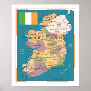 Affiche Vintage Map of Ireland