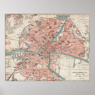 Affiche Vintage Map of Königsberg