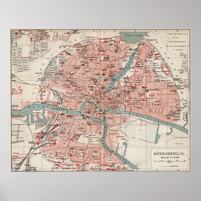 Affiche Vintage Map of Königsberg (Devant)