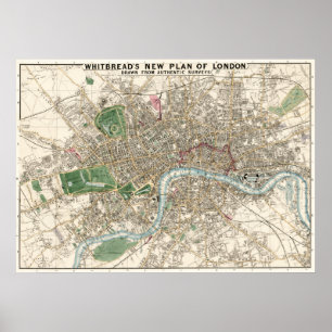 Affiche Vintage Map of London England (1853)