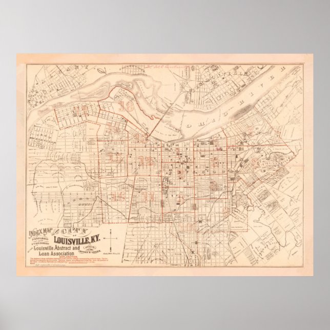 Affiche Vintage Map of Louisville KY (1879) (Devant)