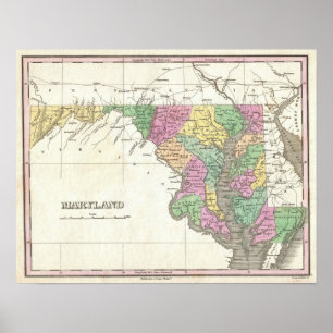Affiche Vintage Map of Maryland