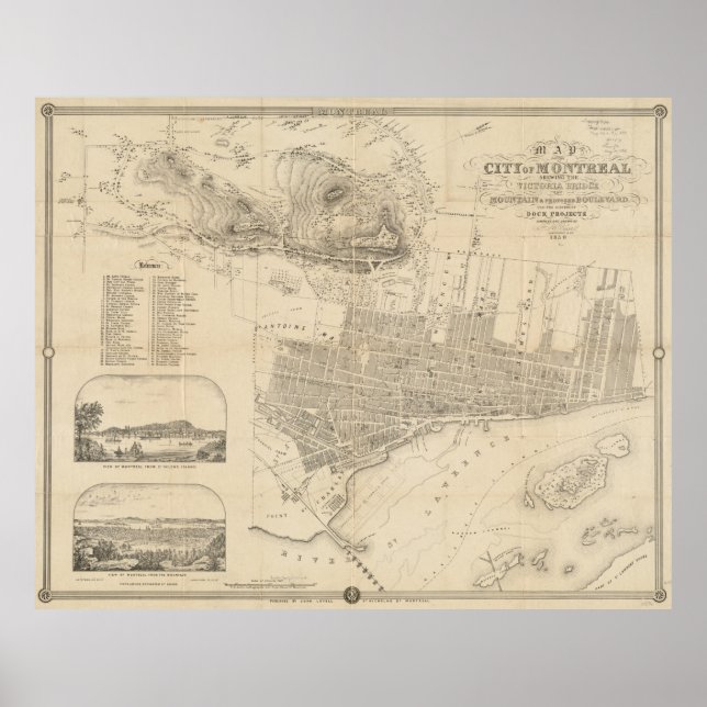 Affiche Vintage Map of Montreal (1859) (Devant)