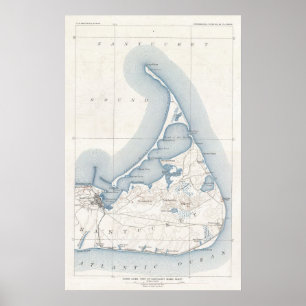 Affiche Vintage Map of Nantucket (1919)