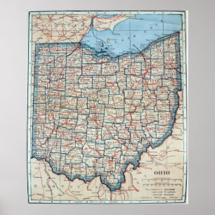Affiche Vintage map of Ohio