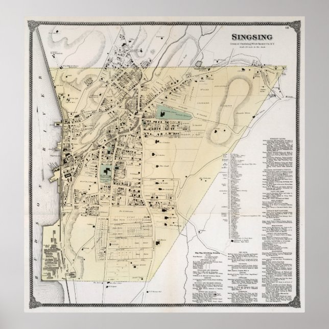 Affiche Vintage Map of Ossining NY (1867) (Devant)