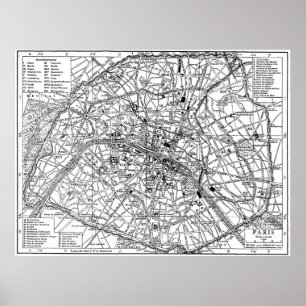 Affiche Vintage map of Paris