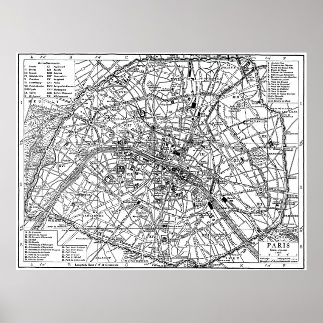 Affiche Vintage map of Paris (Devant)