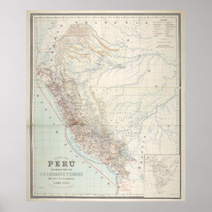 Affiche Vintage Map of Peru (1903)