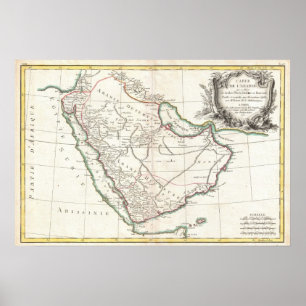 Affiche Vintage Map of Saudi Arabia