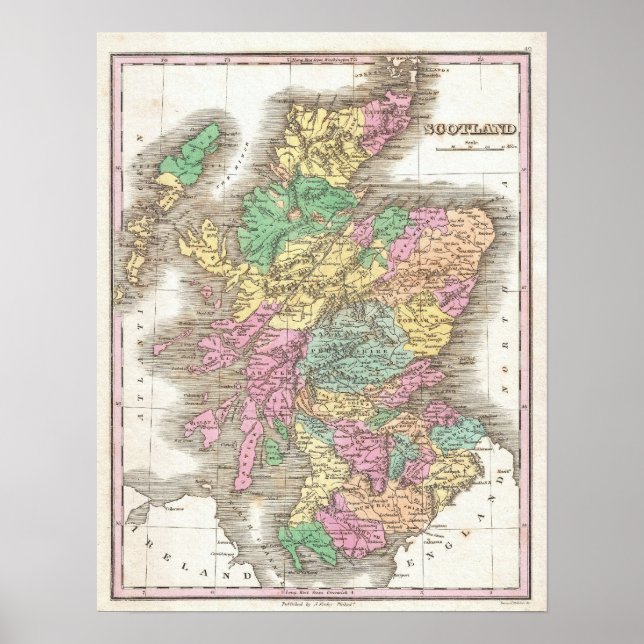 Affiche Vintage Map of Scotland (Devant)