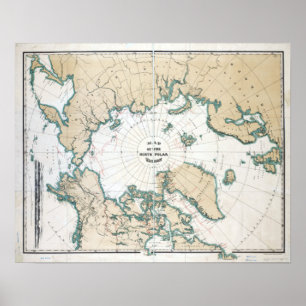 Affiche Vintage Map of the North Pole