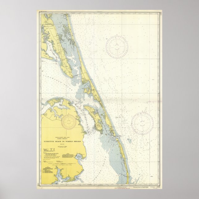 Affiche Vintage Map of The Outer Banks (1942) (Devant)