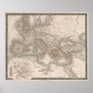 Affiche Vintage Map of The Roman Empire (1836)