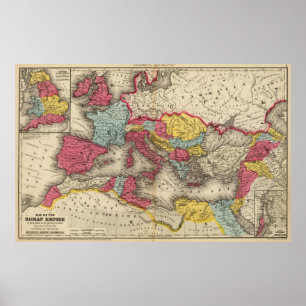 Affiche Vintage Map of The Roman Empire (1875)