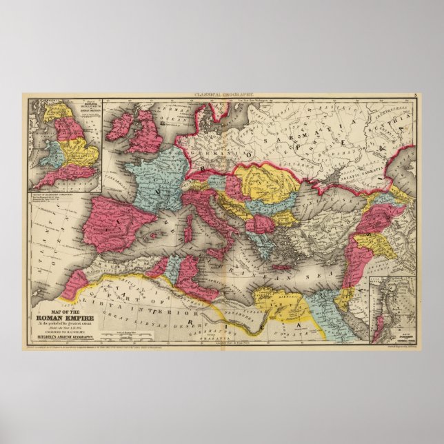 Affiche Vintage Map of The Roman Empire (1875) (Devant)