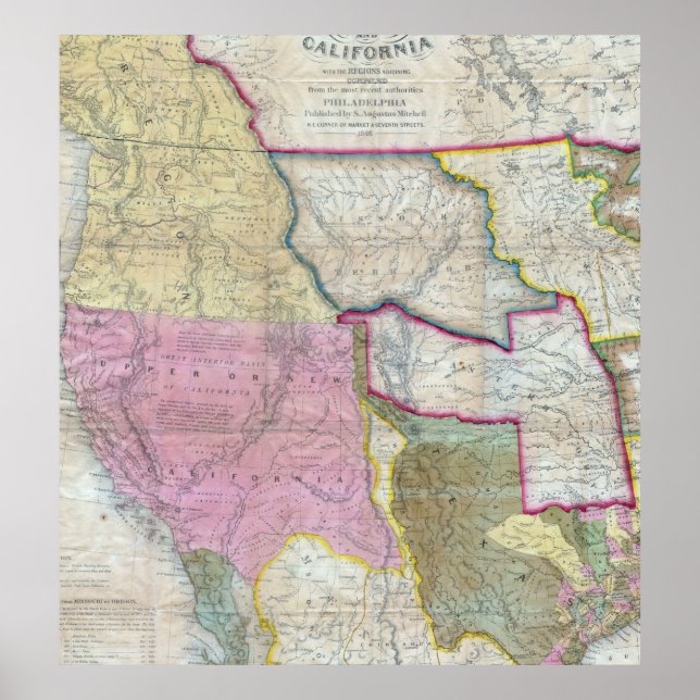Affiche Vintage Map of The Western United States (Devant)