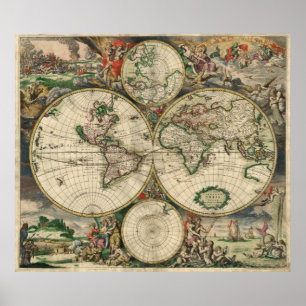 Affiche Vintage Map of the World