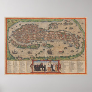 Affiche Vintage Map of Venice Italy (1572)