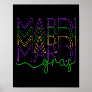 Affiche Vintage Mardi Gras Festival New Orleans Femmes