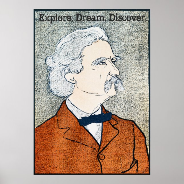 Affiche Vintage Mark Twain - Explore. Rêvez. Découvrez. (Devant)