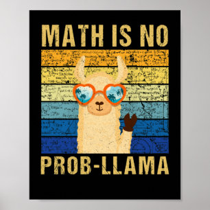Affiche Vintage Math is No Prob Llama Math Llama Teacher