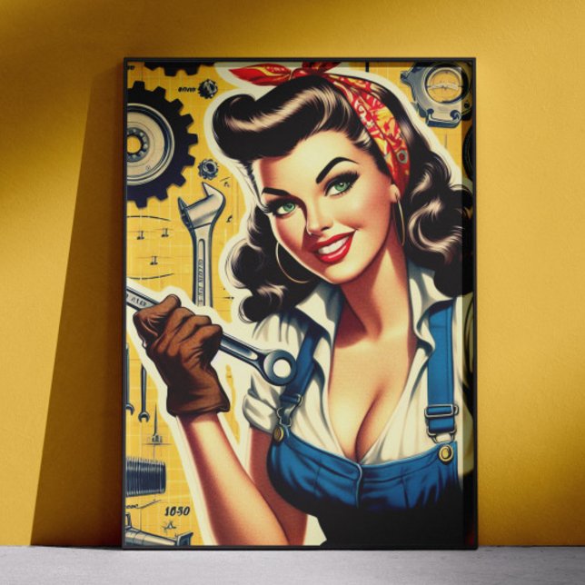 Affiche Vintage Mechanic Pin-up (Créateur téléchargé)