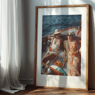 Affiche Vintage Méditerranéen Glamor Classic Bateau Voyage