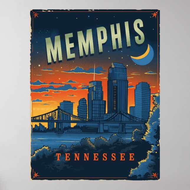 Affiche Vintage Memphis, Tennessee (Devant)