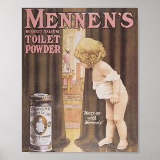 Affiche Vintage Mennen's Toilet Poudre enfant Pékin à Ba