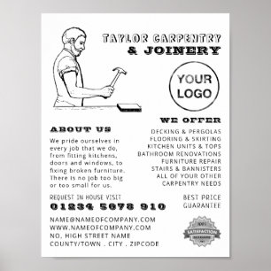 Affiche Vintage, menuiserie, charpentier publicitaire