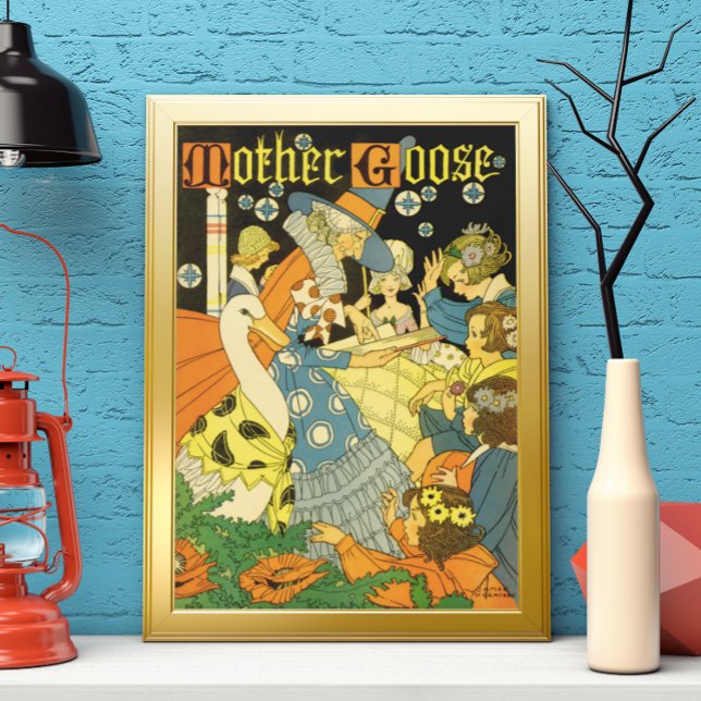 Affiche Vintage Mère Oie Lecture Livres aux enfants (Créateur téléchargé)