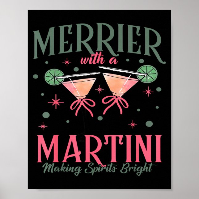 Affiche Vintage Merrier With A Martini Tail Santa Claus Xm (Devant)