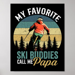 Affiche Vintage Mes copains de ski préférés m'appellent Pa