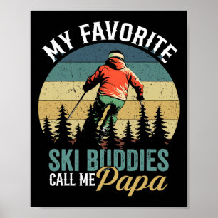 Affiche Vintage Mes meilleurs potes de ski m'appellent Pap