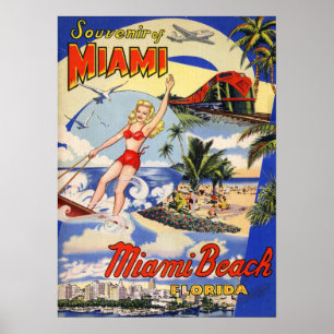 Affiche Vintage Miami Beach Floride Travel