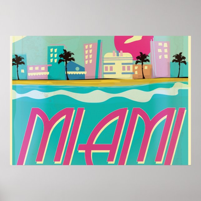 Affiche vintage Miami des années 80 (Devant)