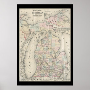 Affiche Vintage Michigan Map