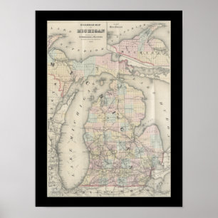 Affiche Vintage Michigan Map