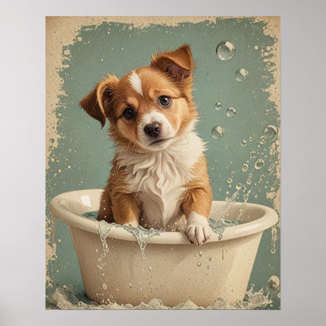Affiche Vintage mignon chien (Devant)