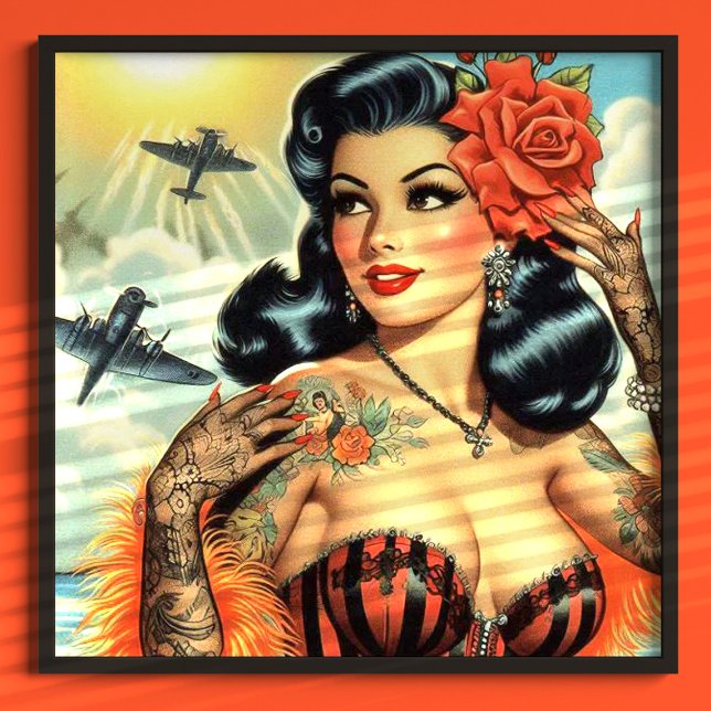 Affiche Vintage mignonne fille de tatouage (Créateur téléchargé)