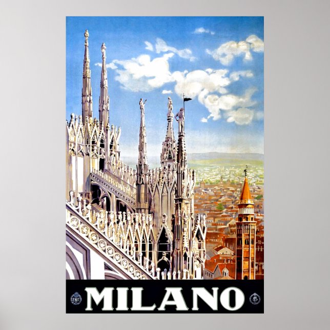 Affiche Vintage Milan Italie Voyage Annonce unique (Devant)