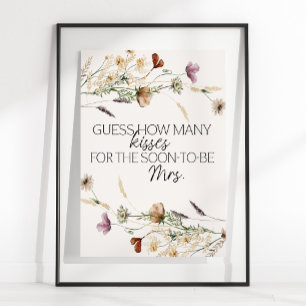 Affiche Vintage minuscule Floral Devinez Combien De Baiser