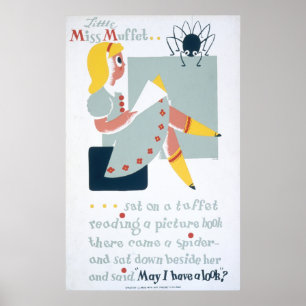 Affiche Vintage Miss Muffet Lire l'affiche WPA
