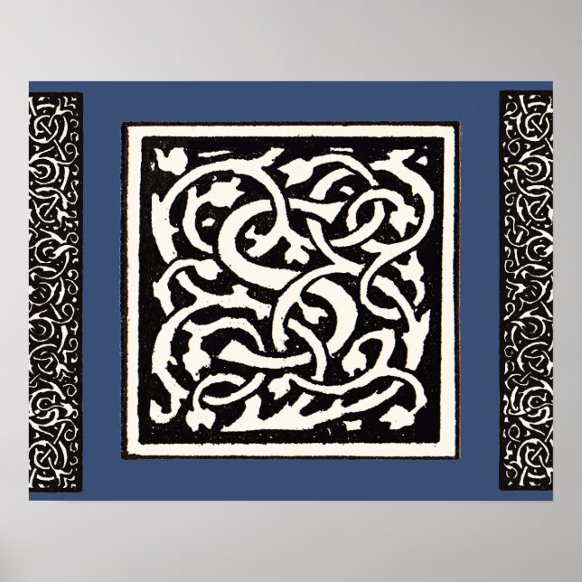 Affiche Vintage Monogram S Art Nouveau Letter (Devant)