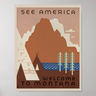 Affiche Vintage Montana Travel.