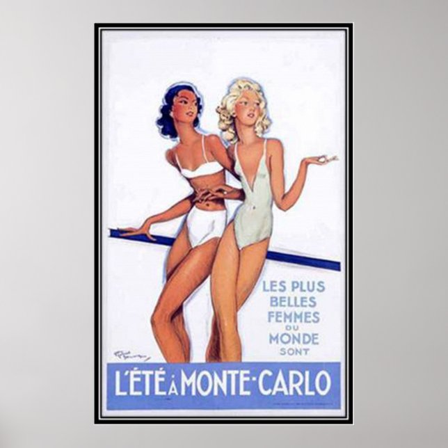 Affiche Vintage Monte-Carlo, Monaco - (Devant)
